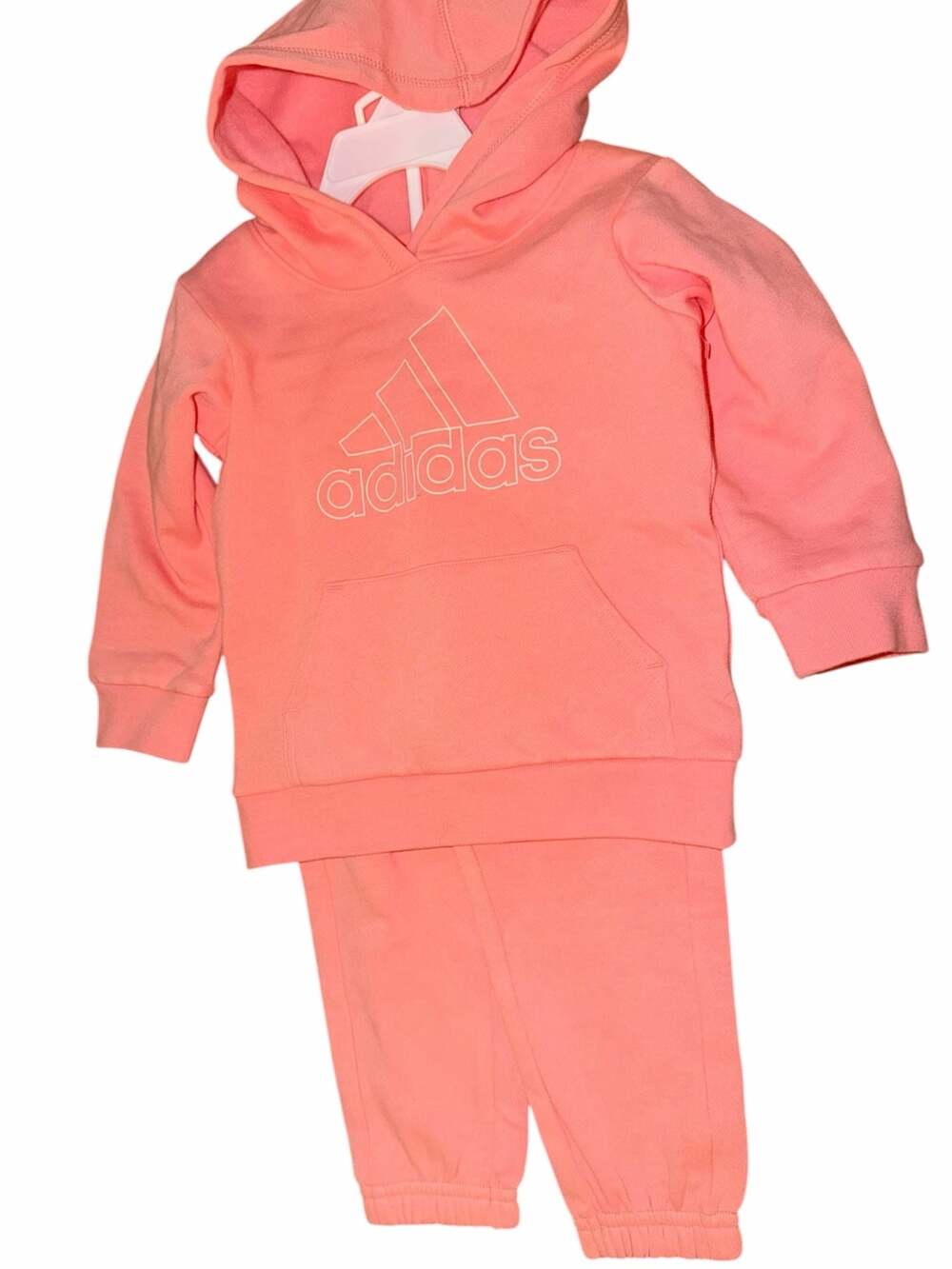 Adidas Baby Girls 18M Pink Hoodie and Sweatpants Tracksuit Set